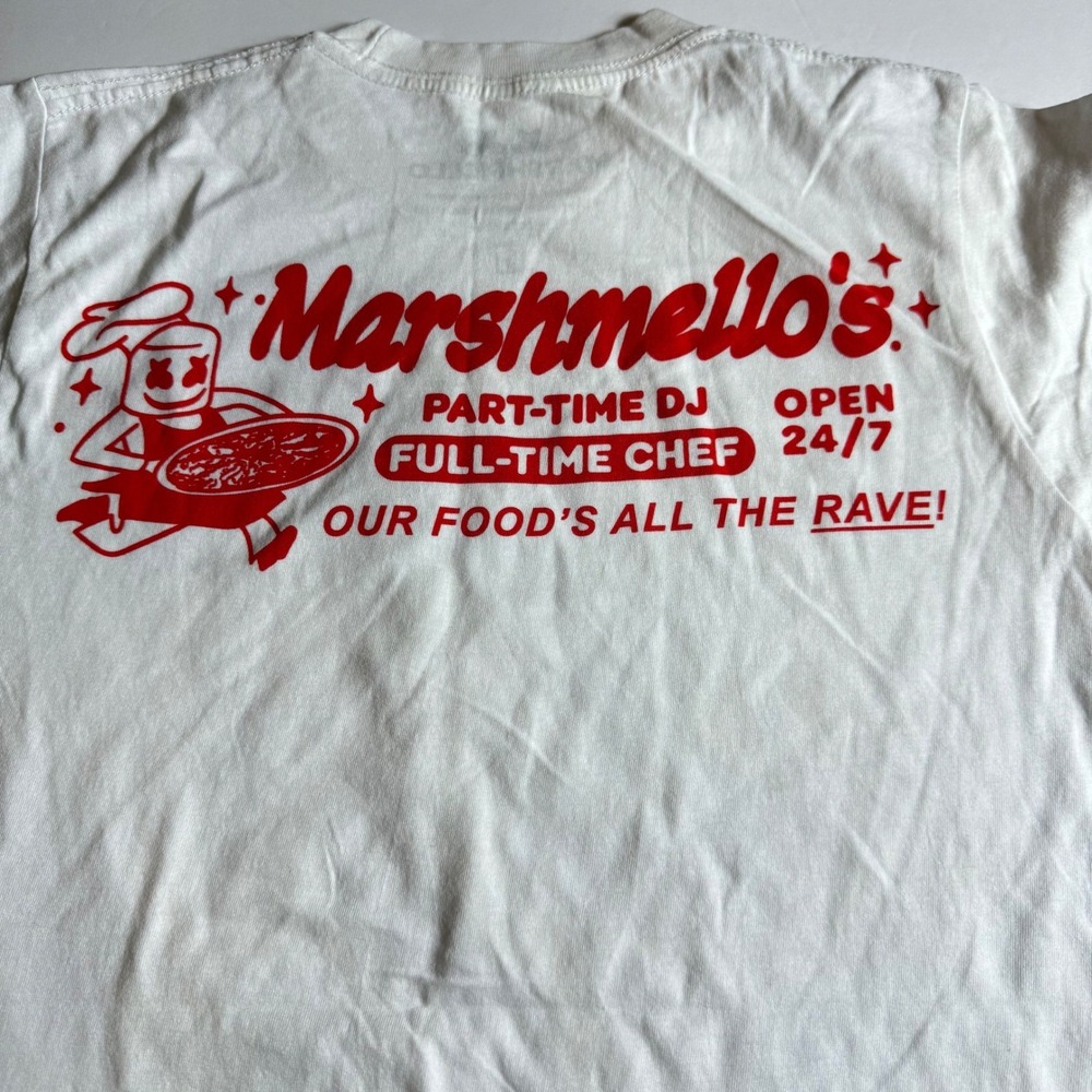 Marshmello DJ Full Time‎ Chef Graphic T-Shirt White Small EDM Merch